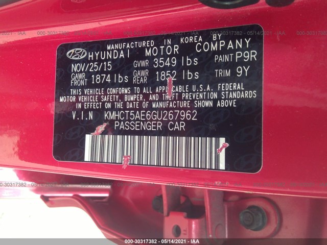 Photo 8 VIN: KMHCT5AE6GU267962 - HYUNDAI ACCENT 