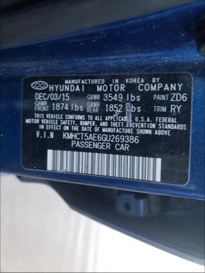 Photo 9 VIN: KMHCT5AE6GU269386 - HYUNDAI ACCENT SE 