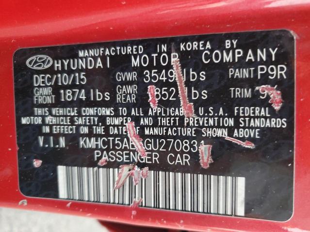 Photo 12 VIN: KMHCT5AE6GU270831 - HYUNDAI ACCENT 