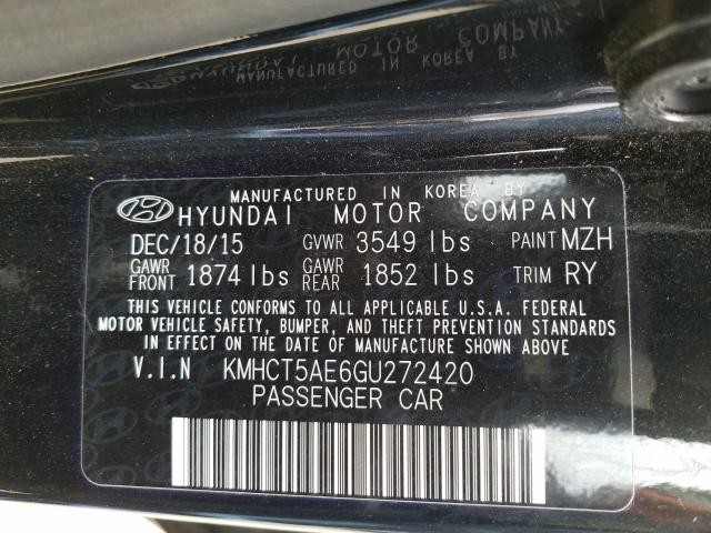 Photo 9 VIN: KMHCT5AE6GU272420 - HYUNDAI ACCENT SE 