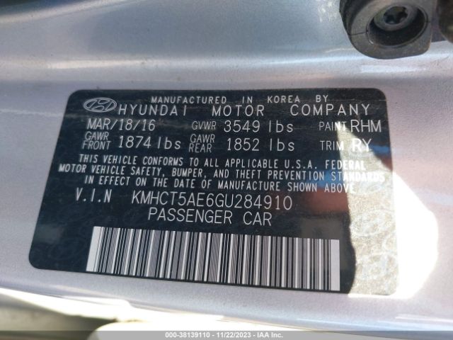 Photo 8 VIN: KMHCT5AE6GU284910 - HYUNDAI ACCENT 