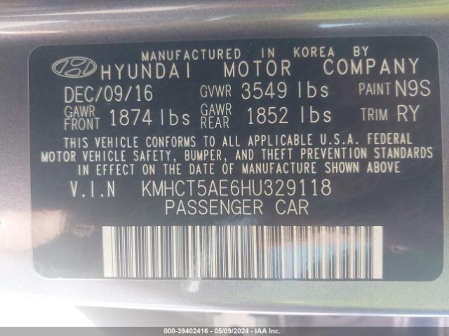 Photo 8 VIN: KMHCT5AE6HU329118 - HYUNDAI ACCENT 