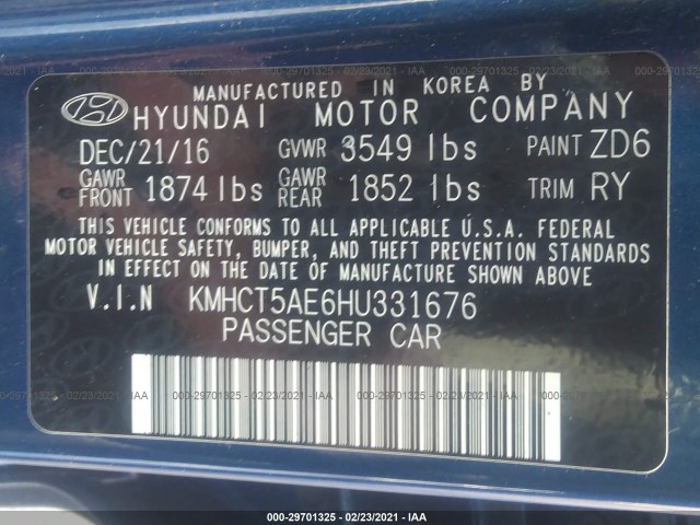 Photo 8 VIN: KMHCT5AE6HU331676 - HYUNDAI ACCENT 