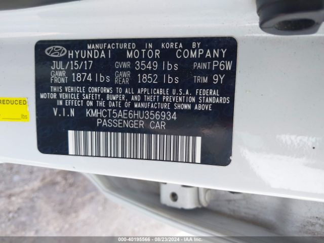 Photo 8 VIN: KMHCT5AE6HU356934 - HYUNDAI ACCENT 