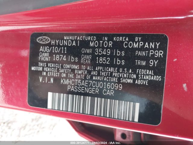 Photo 8 VIN: KMHCT5AE7CU016099 - HYUNDAI ACCENT 