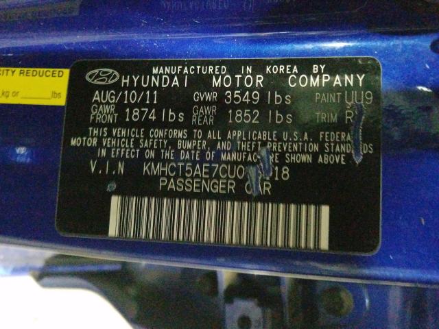 Photo 9 VIN: KMHCT5AE7CU016118 - HYUNDAI ACCENT GLS 