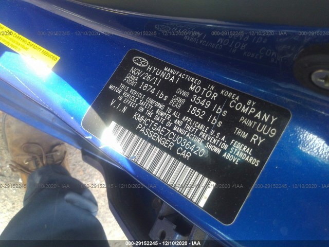 Photo 8 VIN: KMHCT5AE7CU036420 - HYUNDAI ACCENT 