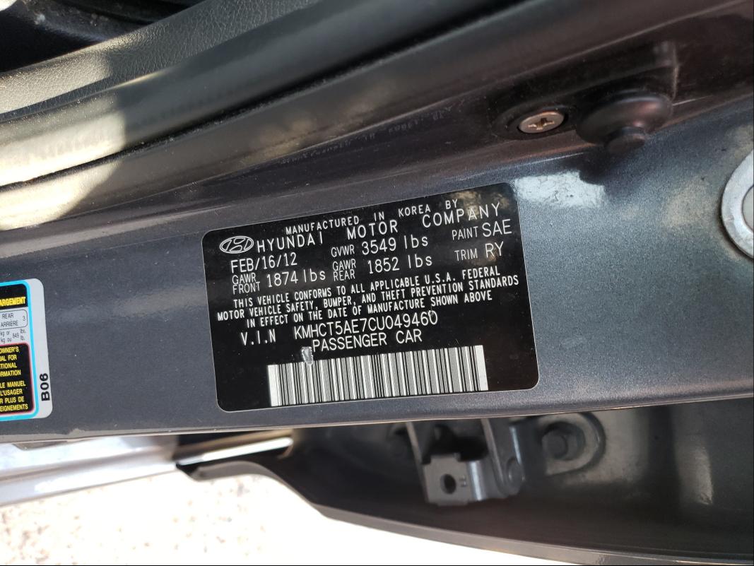 Photo 9 VIN: KMHCT5AE7CU049460 - HYUNDAI ACCENT GLS 