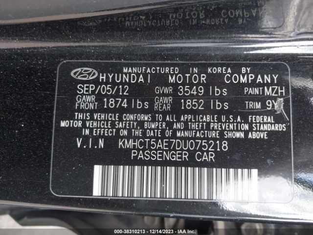 Photo 8 VIN: KMHCT5AE7DU075218 - HYUNDAI ACCENT 