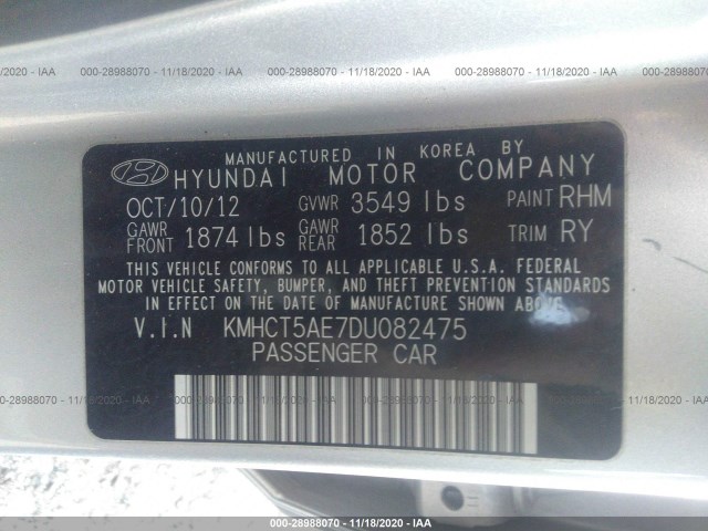 Photo 8 VIN: KMHCT5AE7DU082475 - HYUNDAI ACCENT 