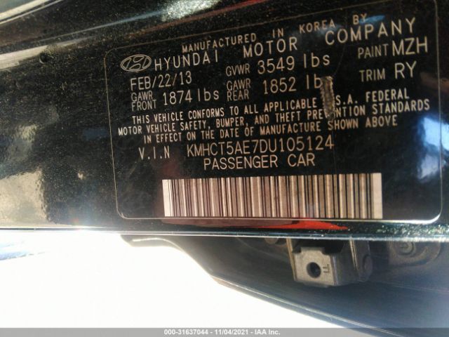 Photo 8 VIN: KMHCT5AE7DU105124 - HYUNDAI ACCENT 