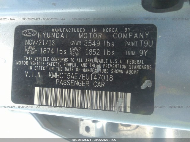 Photo 8 VIN: KMHCT5AE7EU147018 - HYUNDAI ACCENT 