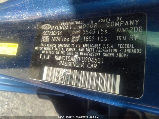 Photo 8 VIN: KMHCT5AE7FU204531 - HYUNDAI ACCENT 