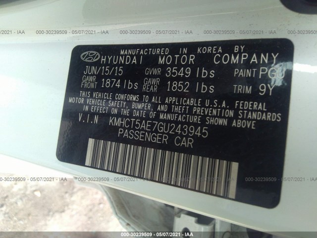 Photo 8 VIN: KMHCT5AE7GU243945 - HYUNDAI ACCENT 