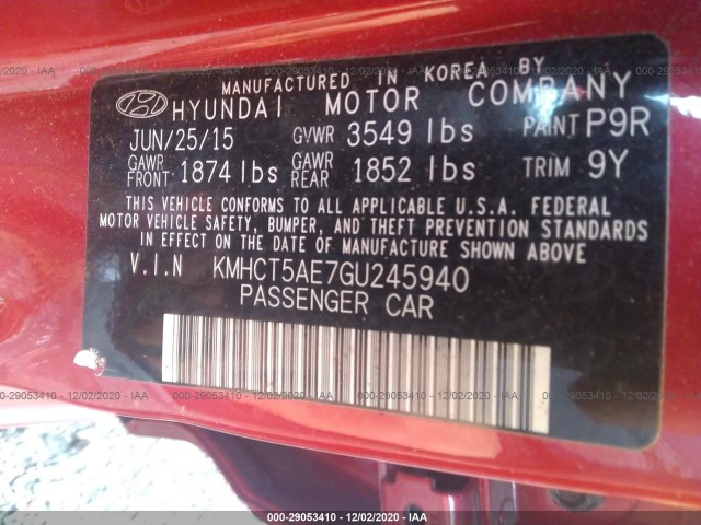 Photo 8 VIN: KMHCT5AE7GU245940 - HYUNDAI ACCENT 