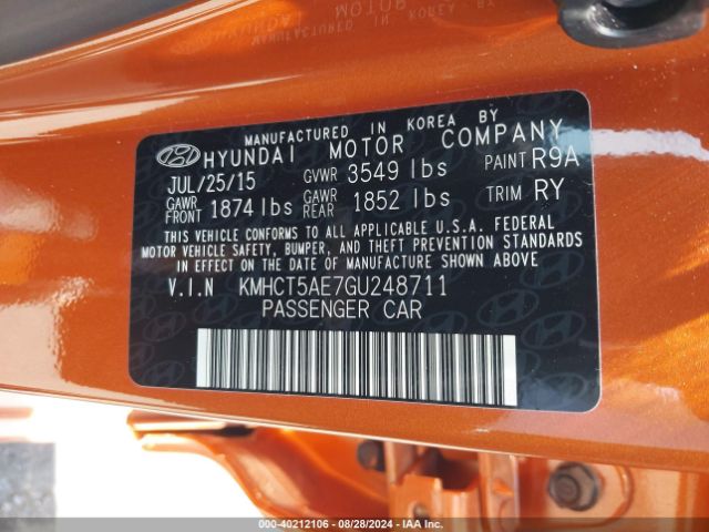 Photo 8 VIN: KMHCT5AE7GU248711 - HYUNDAI ACCENT 