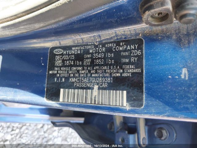 Photo 8 VIN: KMHCT5AE7GU269381 - HYUNDAI ACCENT 