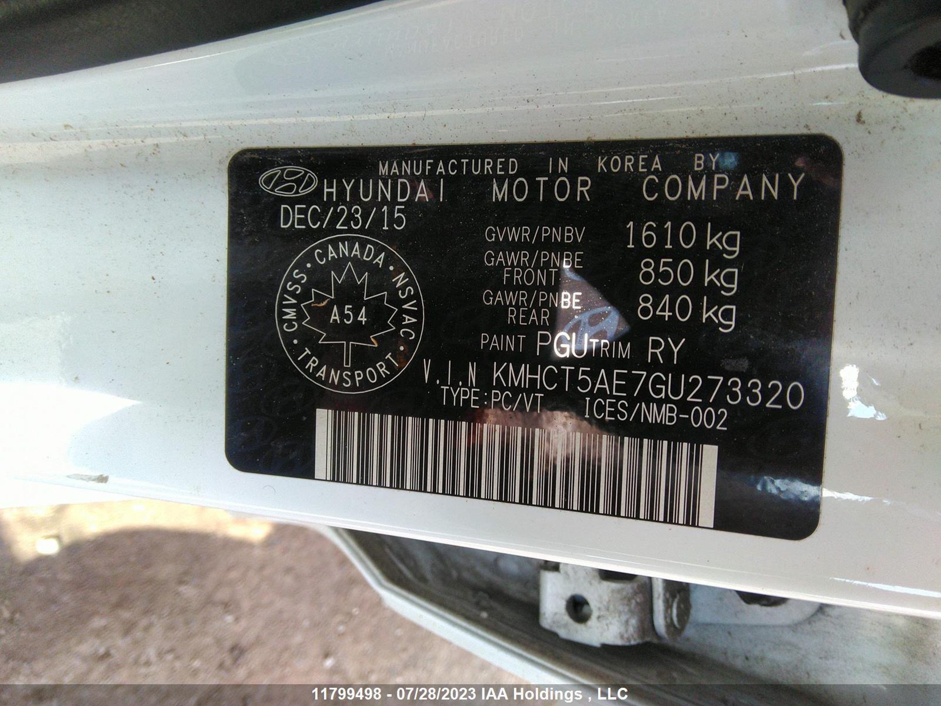 Photo 8 VIN: KMHCT5AE7GU273320 - HYUNDAI ACCENT 