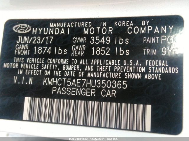 Photo 8 VIN: KMHCT5AE7HU350365 - HYUNDAI ACCENT 