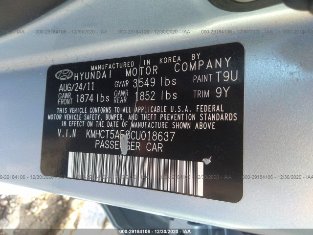 Photo 8 VIN: KMHCT5AE8CU018637 - HYUNDAI ACCENT 