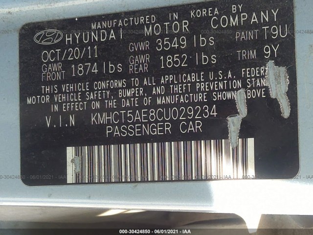 Photo 8 VIN: KMHCT5AE8CU029234 - HYUNDAI ACCENT 