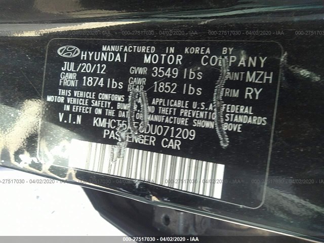 Photo 8 VIN: KMHCT5AE8DU071209 - HYUNDAI ACCENT 