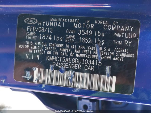 Photo 8 VIN: KMHCT5AE8DU103415 - HYUNDAI ACCENT 