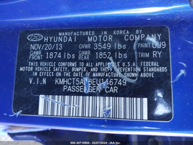 Photo 8 VIN: KMHCT5AE8EU146749 - HYUNDAI ACCENT 