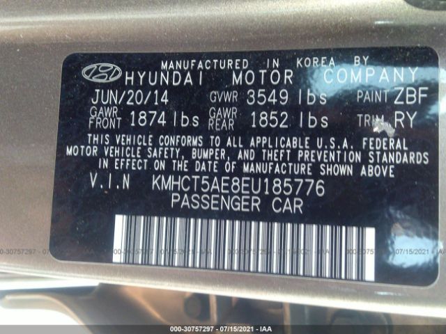 Photo 8 VIN: KMHCT5AE8EU185776 - HYUNDAI ACCENT 