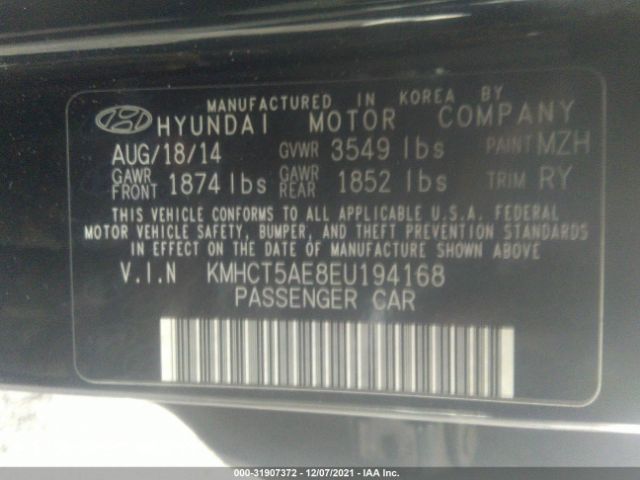 Photo 8 VIN: KMHCT5AE8EU194168 - HYUNDAI ACCENT 