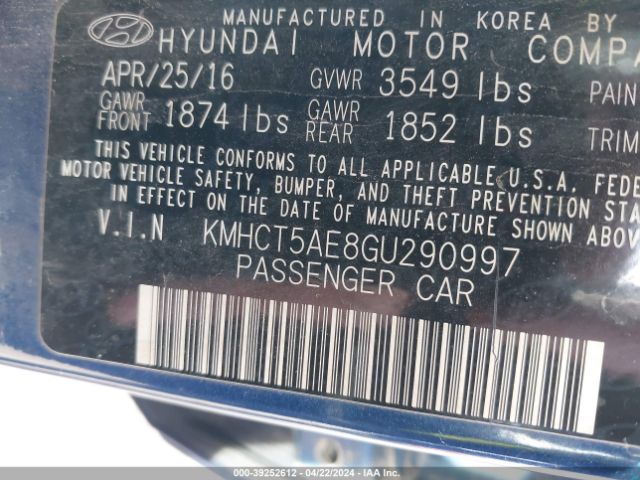 Photo 8 VIN: KMHCT5AE8GU290997 - HYUNDAI ACCENT 