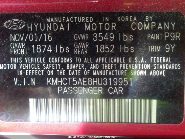 Photo 8 VIN: KMHCT5AE8HU319951 - HYUNDAI ACCENT 