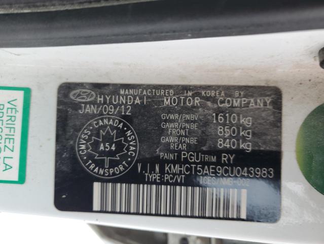 Photo 11 VIN: KMHCT5AE9CU043983 - HYUNDAI ACCENT 