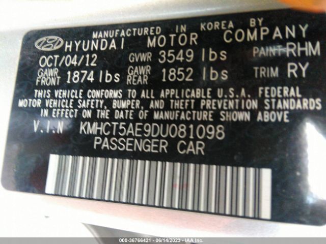 Photo 8 VIN: KMHCT5AE9DU081098 - HYUNDAI ACCENT 