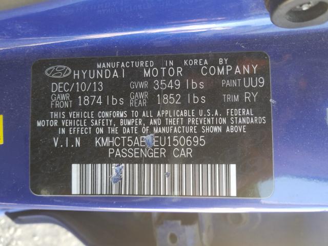 Photo 9 VIN: KMHCT5AE9EU150695 - HYUNDAI ACCENT GLS 