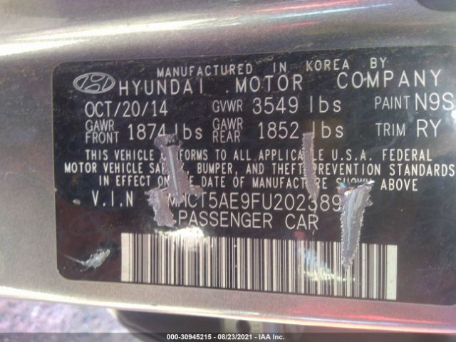 Photo 8 VIN: KMHCT5AE9FU202389 - HYUNDAI ACCENT 