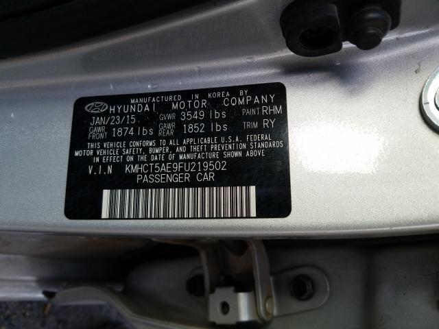 Photo 9 VIN: KMHCT5AE9FU219502 - HYUNDAI ACCENT GS 