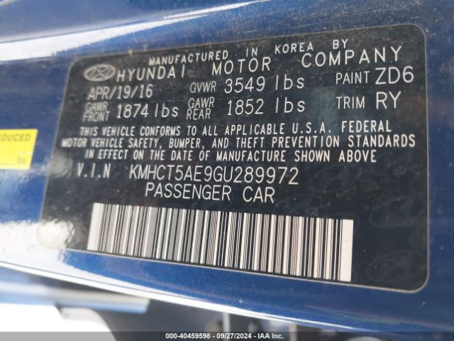 Photo 8 VIN: KMHCT5AE9GU289972 - HYUNDAI ACCENT 