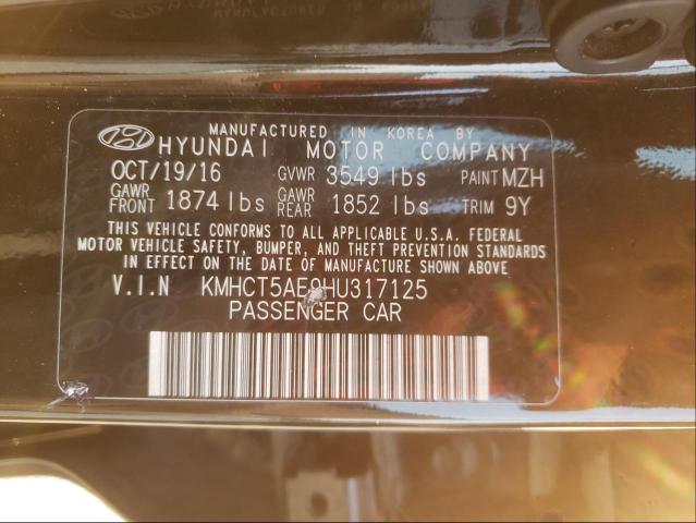 Photo 9 VIN: KMHCT5AE9HU317125 - HYUNDAI ACCENT SE 