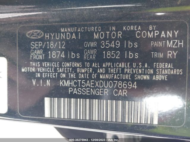 Photo 8 VIN: KMHCT5AEXDU078694 - HYUNDAI ACCENT 