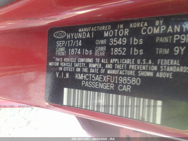 Photo 8 VIN: KMHCT5AEXFU198580 - HYUNDAI ACCENT 