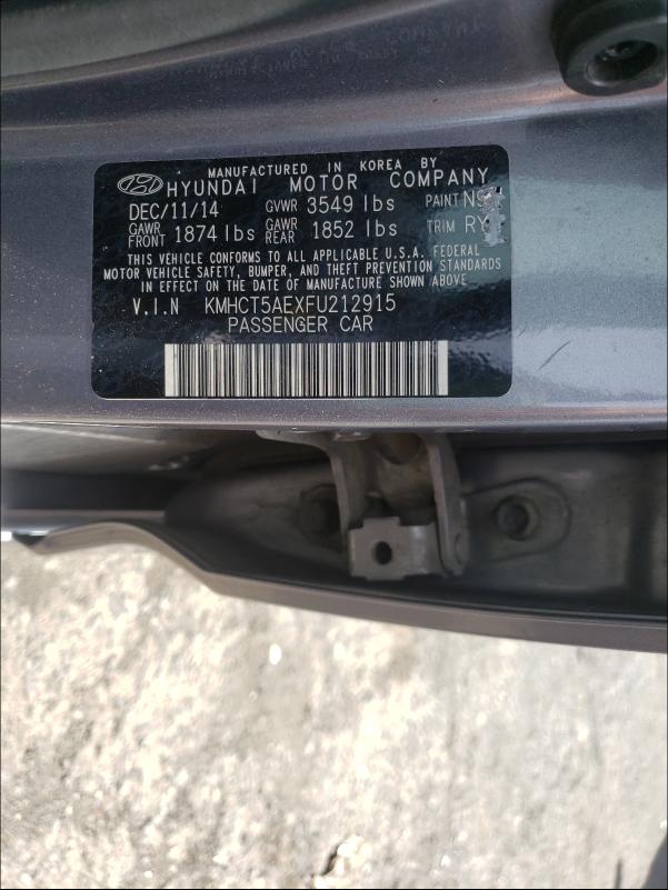 Photo 9 VIN: KMHCT5AEXFU212915 - HYUNDAI ACCENT GS 