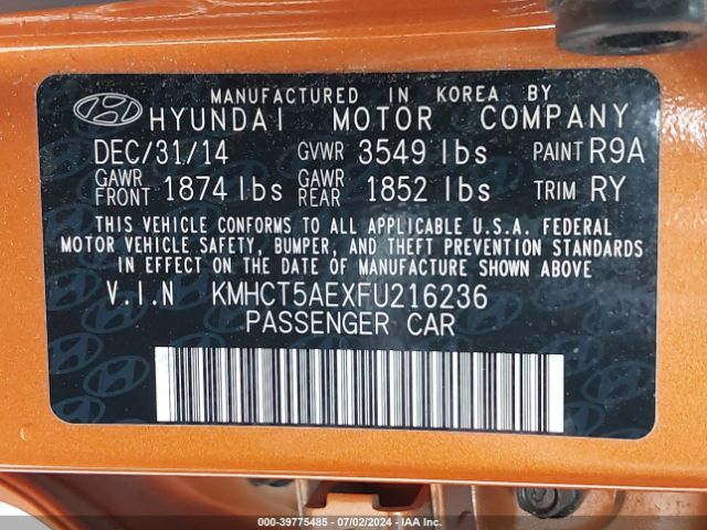 Photo 8 VIN: KMHCT5AEXFU216236 - HYUNDAI ACCENT 