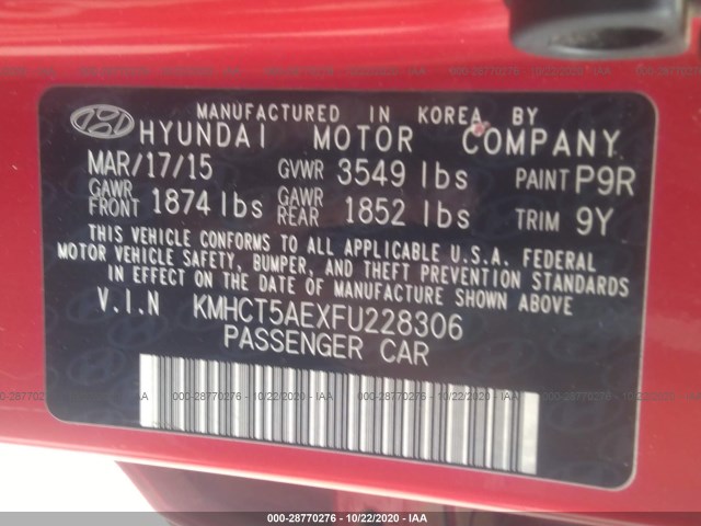 Photo 8 VIN: KMHCT5AEXFU228306 - HYUNDAI ACCENT 