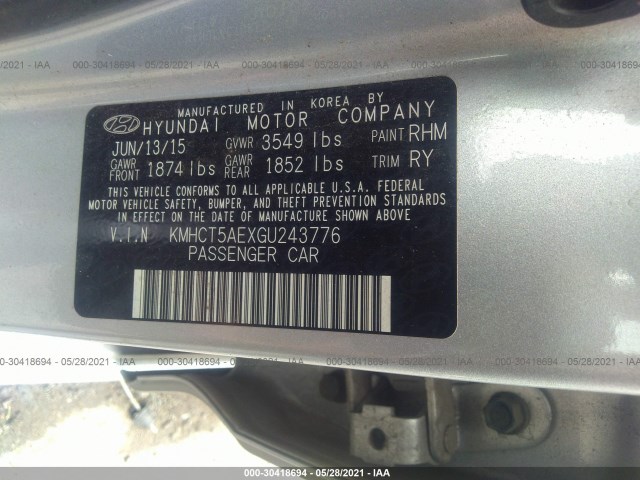 Photo 8 VIN: KMHCT5AEXGU243776 - HYUNDAI ACCENT 