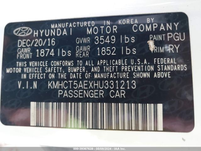 Photo 8 VIN: KMHCT5AEXHU331213 - HYUNDAI ACCENT 