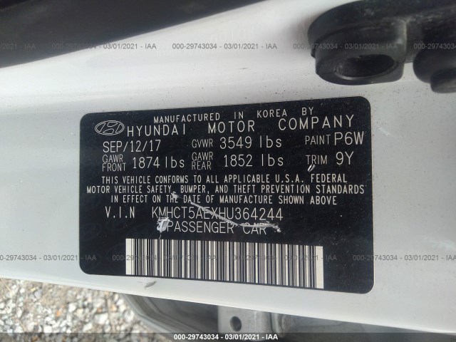 Photo 8 VIN: KMHCT5AEXHU364244 - HYUNDAI ACCENT 