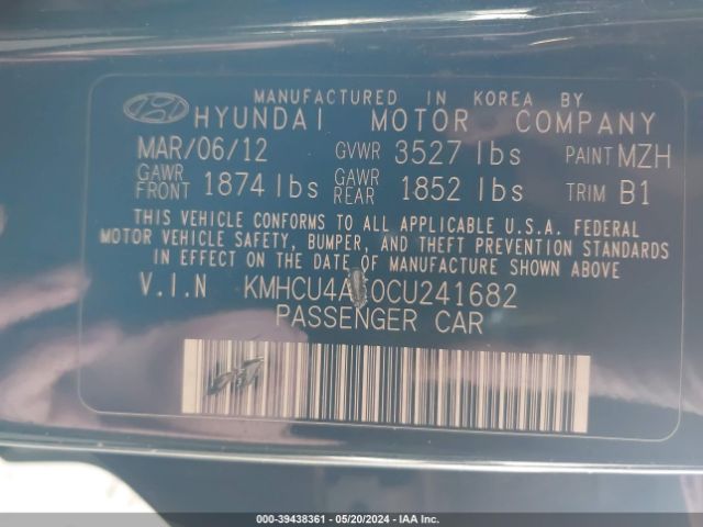 Photo 8 VIN: KMHCU4AE0CU241682 - HYUNDAI ACCENT 