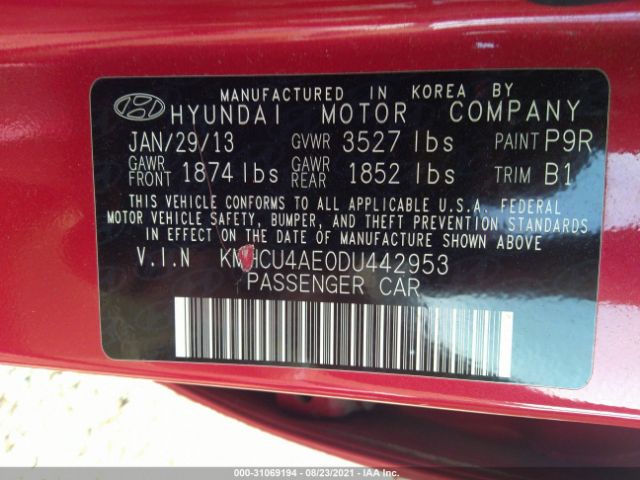 Photo 8 VIN: KMHCU4AE0DU442953 - HYUNDAI ACCENT 