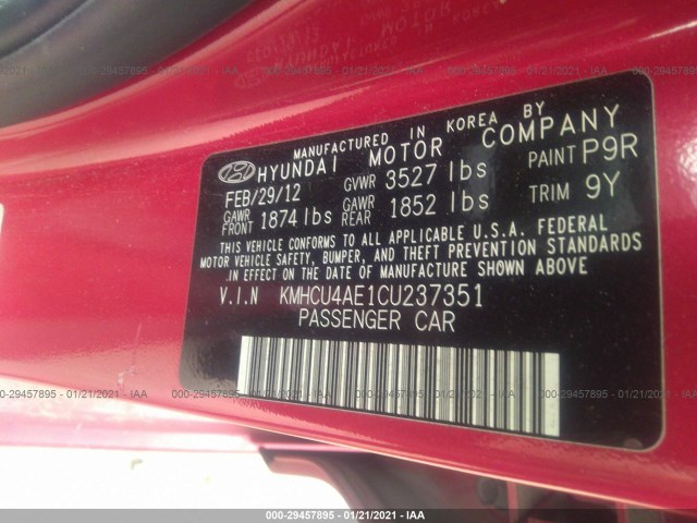 Photo 8 VIN: KMHCU4AE1CU237351 - HYUNDAI ACCENT 